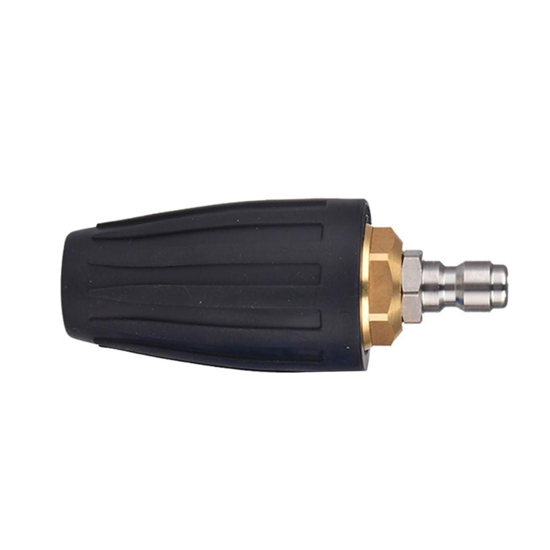 360° Rotating Turbo Nozzle with 1/4” Quick Release Black and gold pressure washer nozzle on a white background
