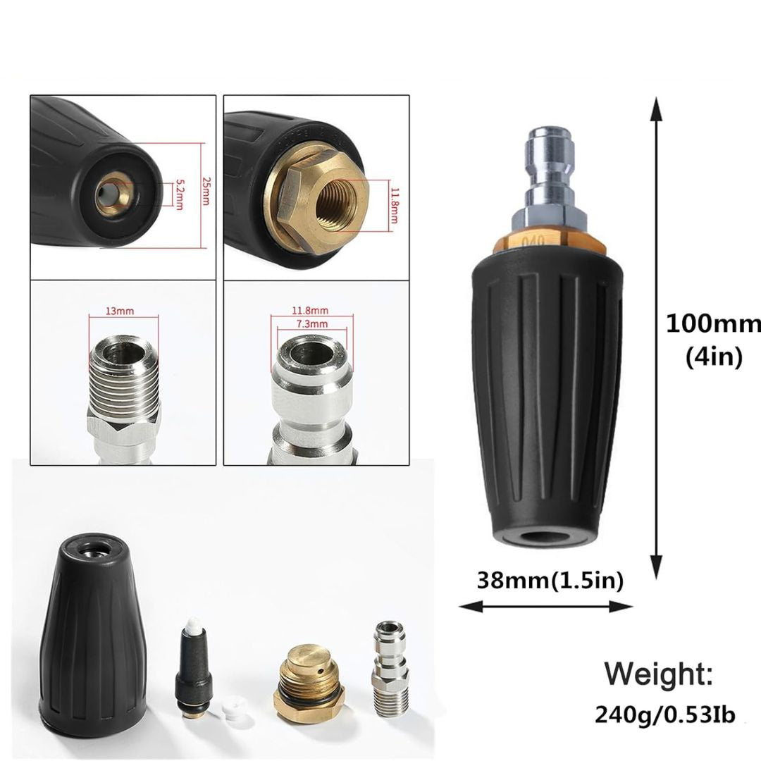 360° Rotating Turbo Nozzle with 1/4” Quick Release