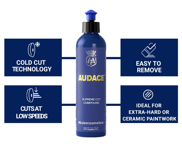 Labocosmetica Audace Supreme Cut compoung. Cutting compound for polishing machine. heavy cut compound. remove sanding marks. Polish. High gloss. Labcosmetica Cork Ireland.