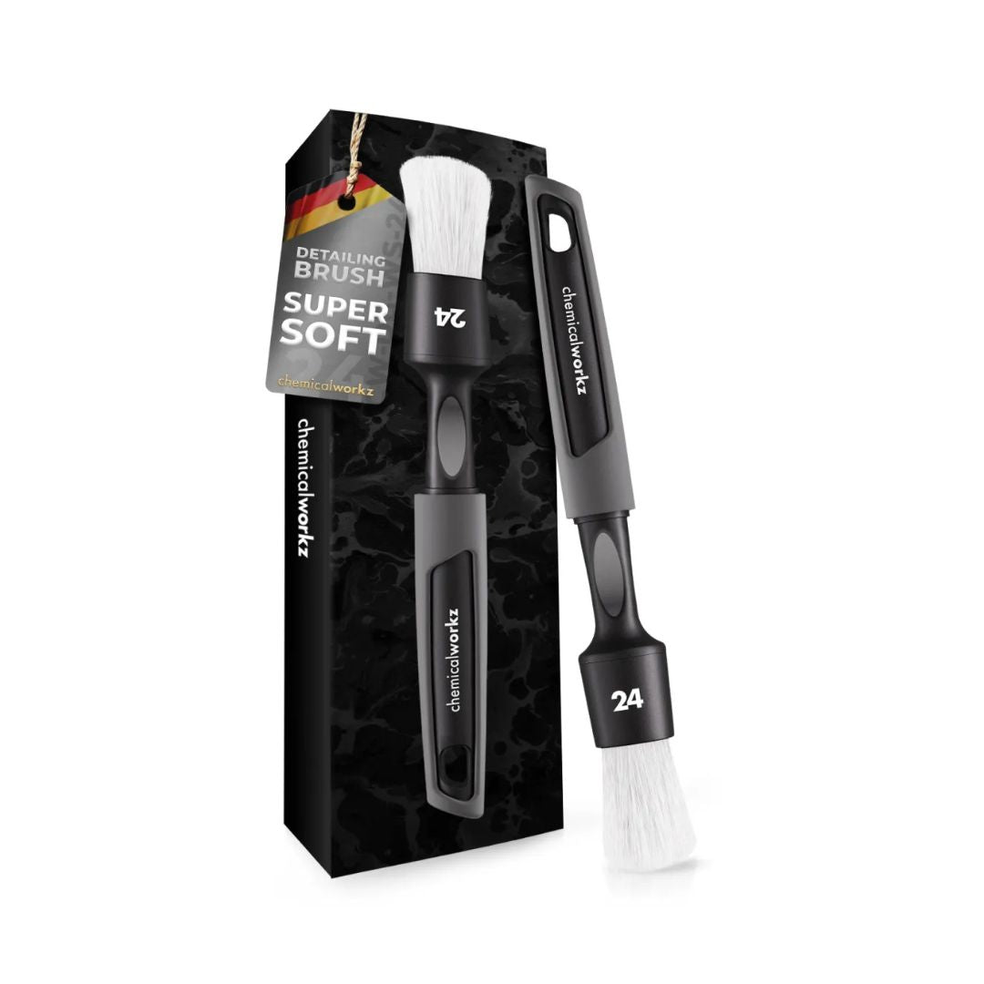 Soft chemicalworkz car detailing brush size 24 mm with packaging on a white background