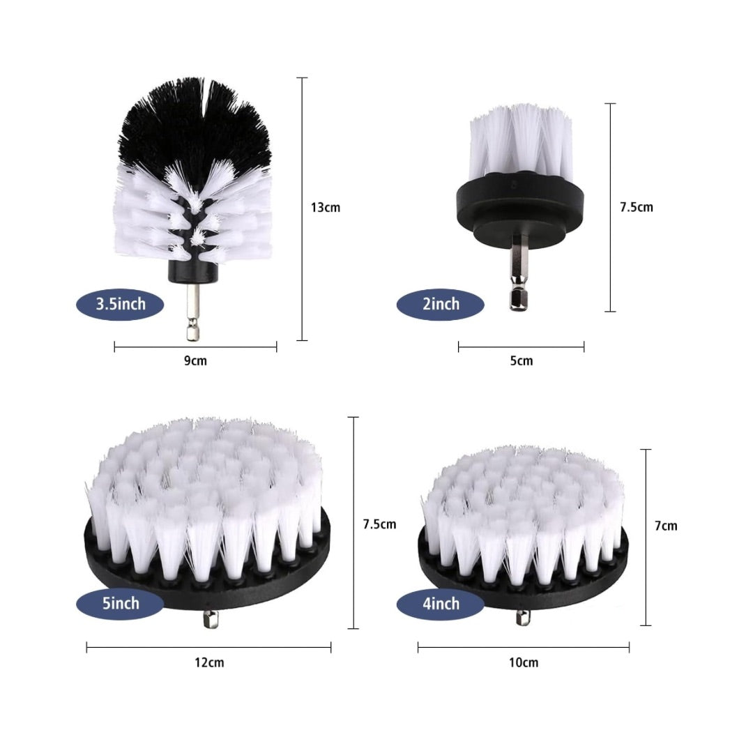 Drill Brush Set, 4 Pcs Cleaning Drill Brushes Power Scrubber Brushes for Cleaning Bathroom Car Carpet Floor Toilet Kitchen Grout White