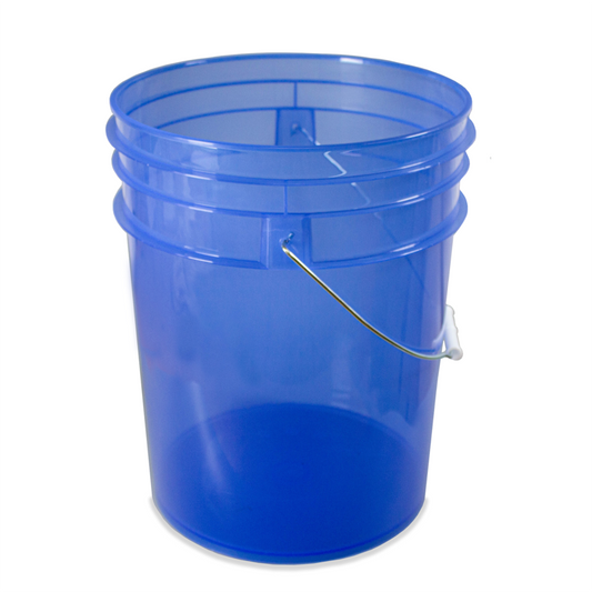 Grit Guard Bucket Clear Blue. Car wash bucket in blue see through. 5 gallon bucket, 19L bucket for washing cars. Grit Guard Ireland, Grit Guard Cork Ireland