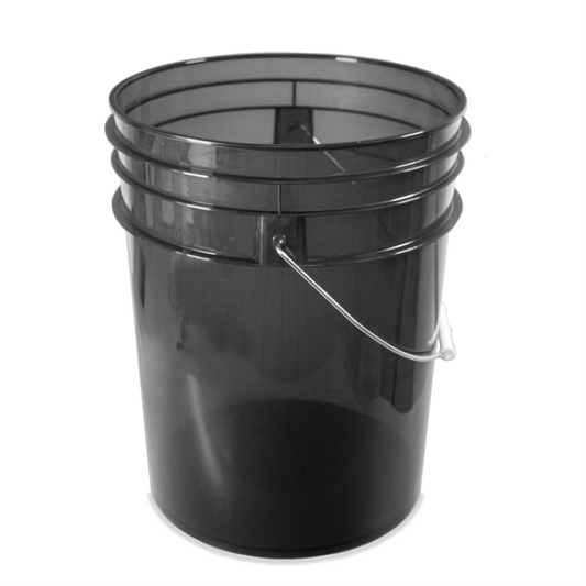 Grit Guard Bucket Clear black. Car wash bucket in black see through. 5 gallon bucket, 19L bucket for washing cars. Grit Guard Ireland, Grit Guard Cork Ireland