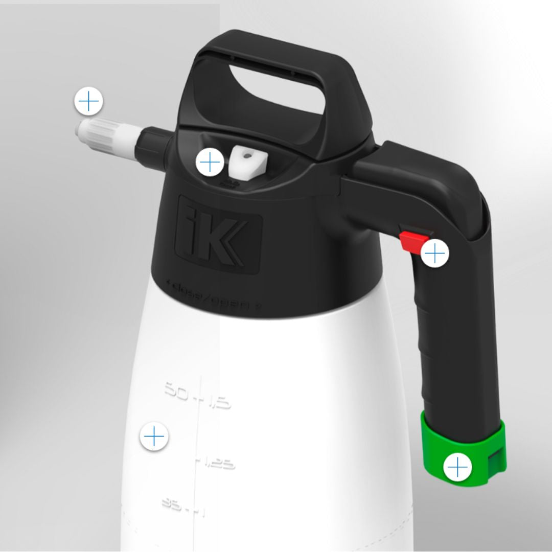 IK Pro 2 hand pump sprayer. IK pump sprayer. sprayer in black and white. Pump sprayer for acid and wheel cleaner. IK Cork Ireland