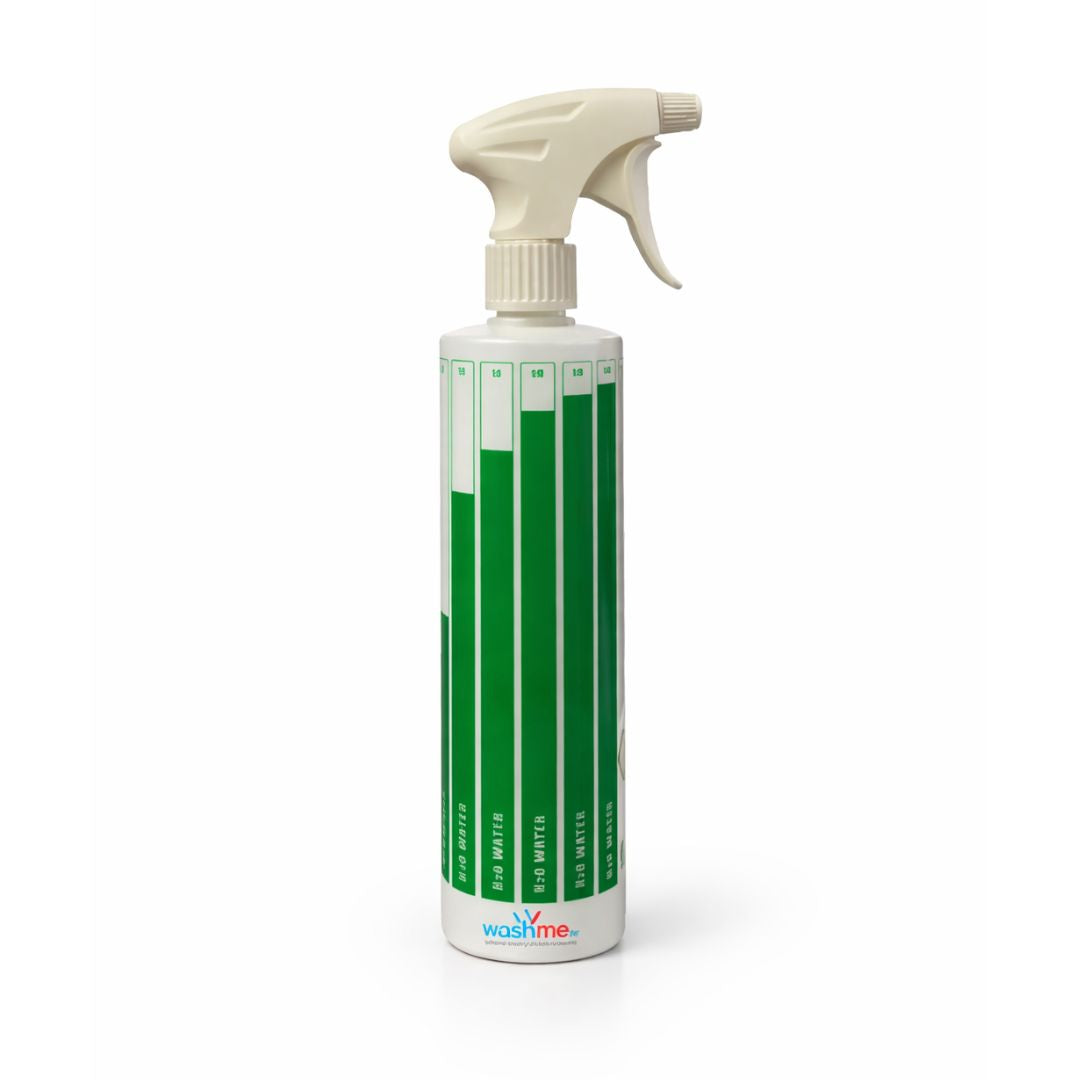 Spray bottle to measure products to mix with water. Spray bottles with Heavy Duty Tigger for interior cleaner. Glass Spray bottle. Wheel Cleaner spray bottles. Canyon Spray Trigger. Dilution Measuring Bottle Blue, Red and Green. Dilution Calculation. Labocosmetica Cork Ireland