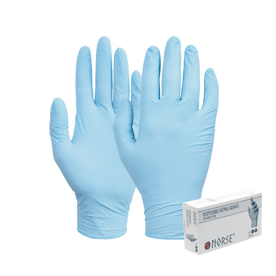 NORSE Detailing and valeting Glove Blue A powder free nitrile disposable glove offering protection against contamination, dirt and potential irritants in low risk situations. GL8953 Nitrile Disposable Gloves Size M