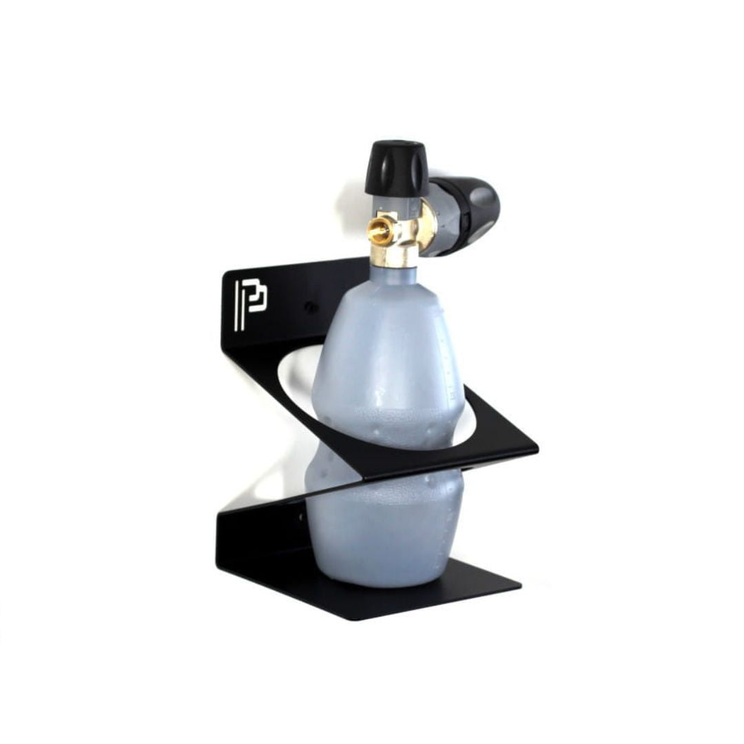 Poka Premium Bottle Holder for 1 bottle. Snow Foam Gun Holder. High quality aluminium brush holder for workshop. Poka Premium Ireland Poka Premium Cork Ireland