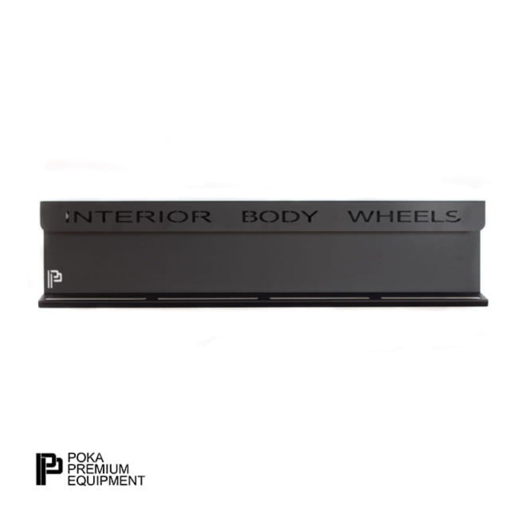 Poka Premium Brush and Bottle Holder 80cm Interior Body Wheels. Work Stuff brush holder. High quality aluminium brush holder for workshop. Poka Premium Ireland Poka Premium Cork Ireland