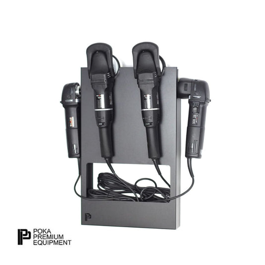 Poka Premium Double Polishing Machine Holder Rectangular with Cable compartment. High quality aluminium polish machine holder for workshop. Poka Premium Ireland Poka Premium Cork Ireland