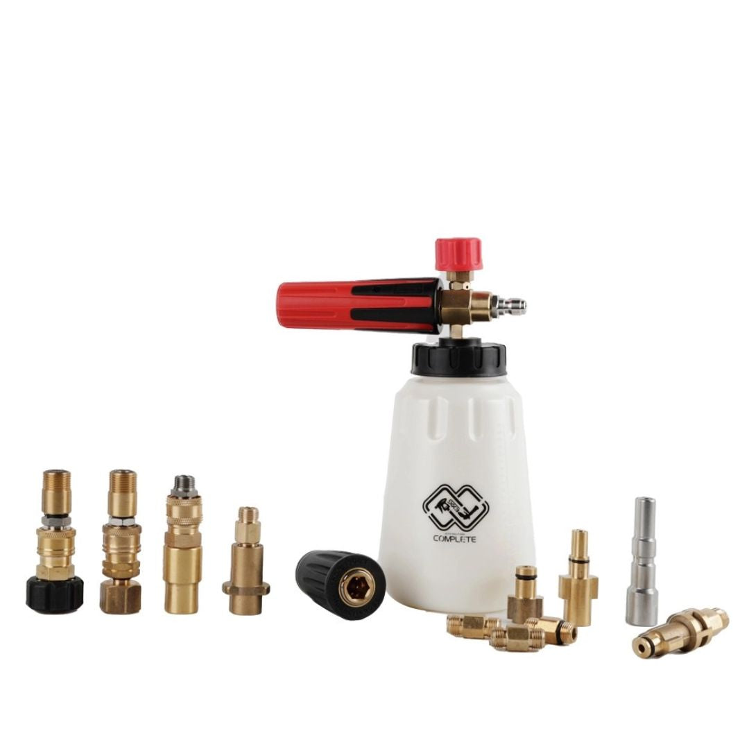 Foam cannon with multiple nozzles on a white background