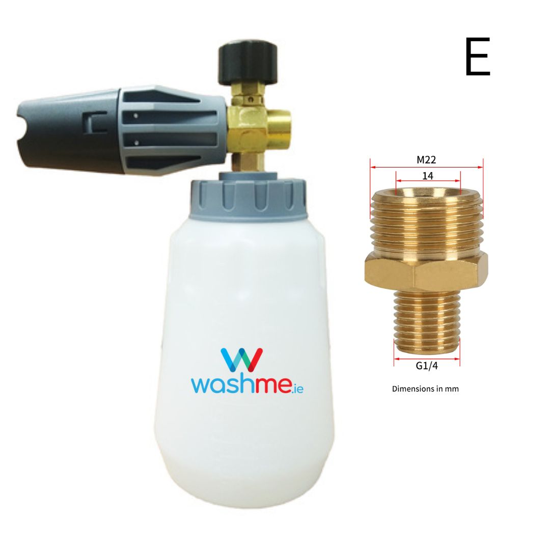 washme.ie High Pressure Car Wash Snow Foam Lance/ Foam Cannon. Snow foam lance is also called foam lance, foam cannon, foam generator, foam nozzle, foam gun. Best Foam gun Ireland. Kranzle M22 adapter
