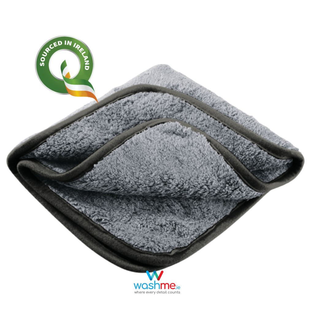 washme car polish microfibre. grey microfibre. 600gsm microfibre. lint free. Super absorbent, plush and thick. Irish sourced. shop local. Ireland microfibre. Fluffy microfibre Ireland. Sourced in Ireland. Irish Microfibre