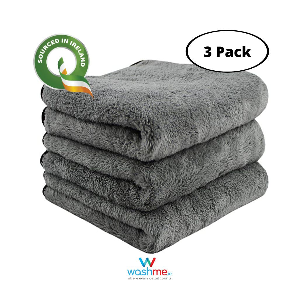 washme car polish microfibre. grey microfibre. 600gsm microfibre. lint free. Super absorbent, plush and thick. Irish sourced. shop local. Ireland microfibre. Fluffy microfibre Ireland. Sourced in Ireland. Irish Microfibre