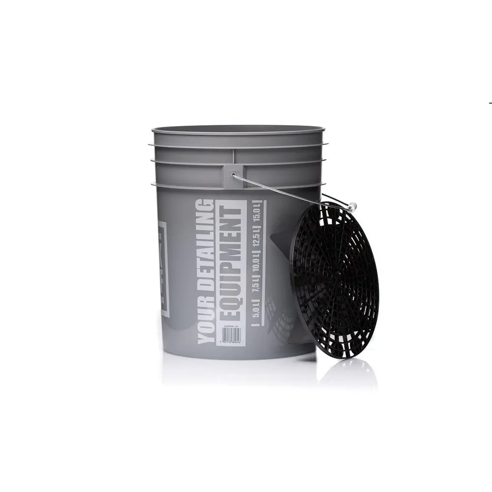 Work Stuff Grey Bucket Wheels with black Grit Guard. Safe wash bucket. two bucket wash method. Work Stuff Ireland