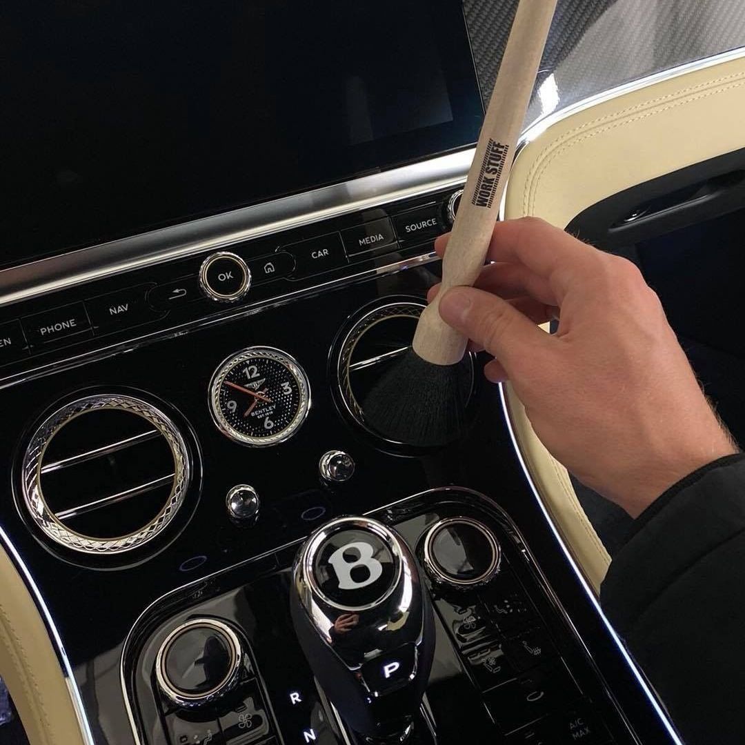 Bentley gear leaver with clock and air condition. Work Stuff Ulta Soft Brush with wooden handle . Perfect interior brush. Work Stuff Cork Ireland