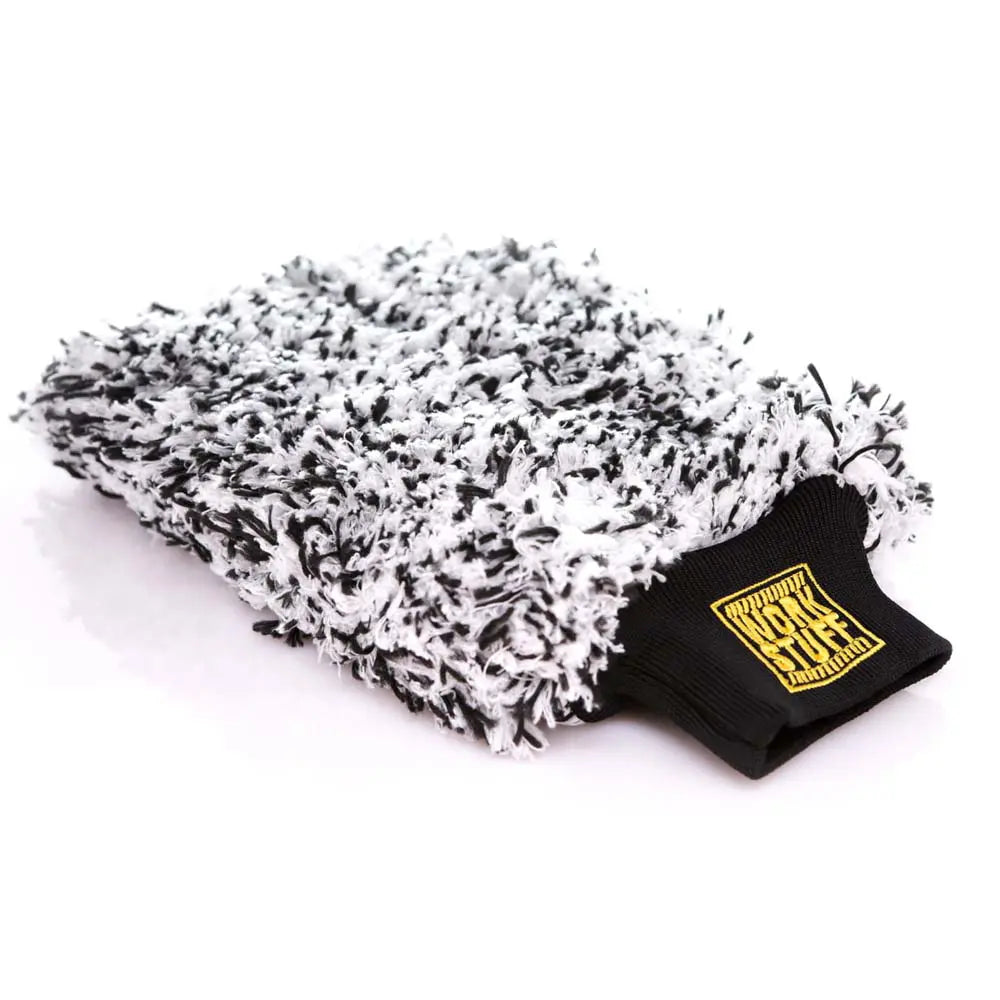 Work Stuff STORM Wash Mitt. White and black was mitt for cars with black cuff. wash glove for car washing. microfibre was mitt very soft. Work Stuff Ireland