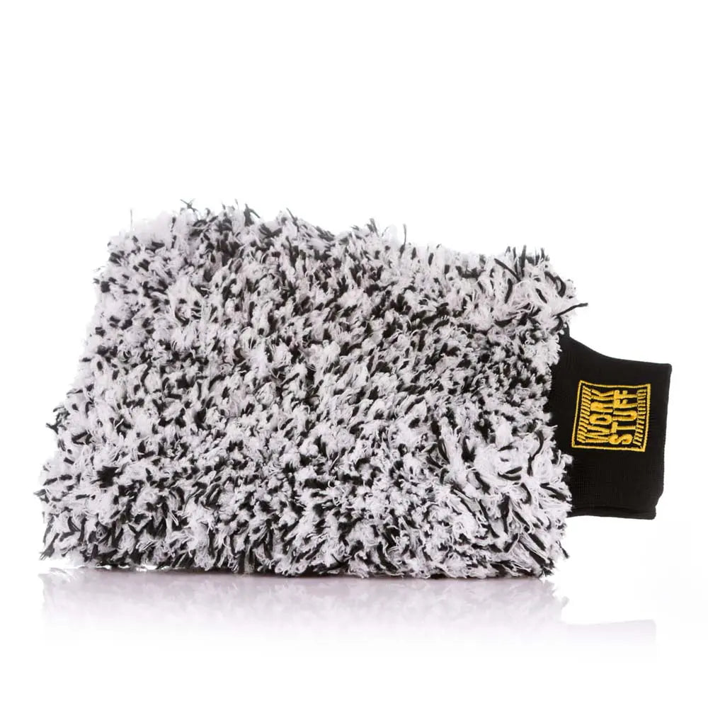 Work Stuff STORM Wash Mitt. White and black was mitt for cars with black cuff. wash glove for car washing. microfibre was mitt very soft. Work Stuff Ireland