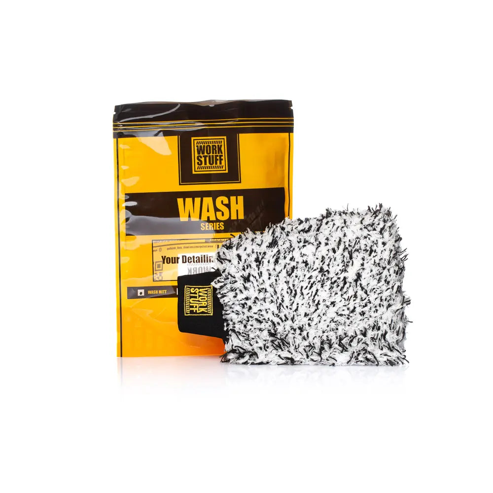 Work Stuff STORM Wash Mitt. White and black was mitt for cars with black cuff. wash glove for car washing. microfibre was mitt very soft. Work Stuff Ireland