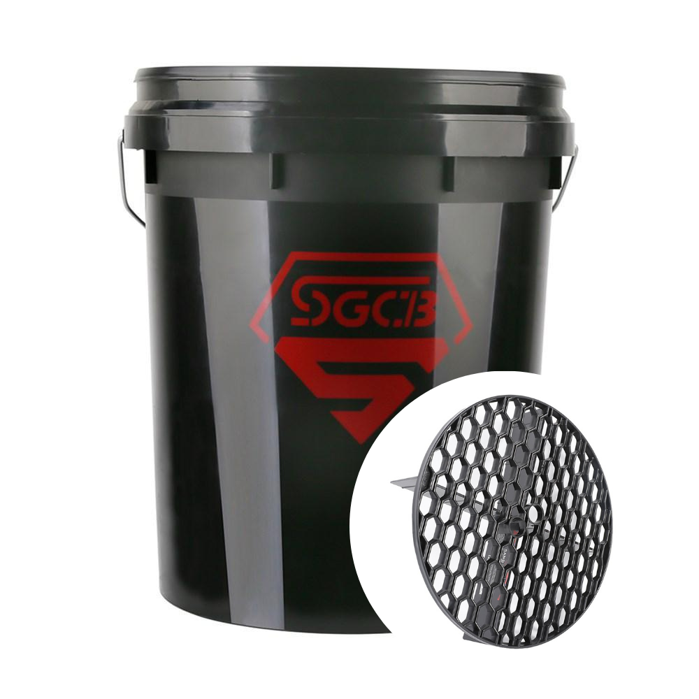 SGCB Cork Ireland. Safe wash bucket. two bucket wash method. black bucket with red logo.