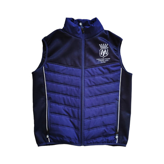 Labocosmetica Insulated Bodywarmer. Gilet, sleeveless jacket blue and black. The RIPSTOP military fabric, a light material with nylon spinning, resists not only to abrasions, tears and lacerations, but also makes the vest waterproof. Labocosmetica Ireland