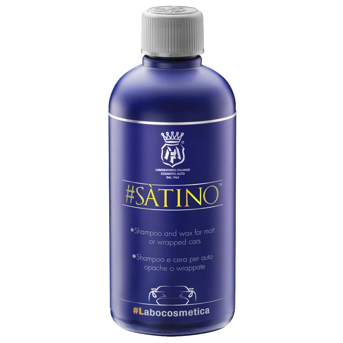 Labocosmetica Satino Matt and wrapped car shampoo. best shampoo for wrapped cars. blue bottle with see through cap. Labocosmetica Cork Ireland