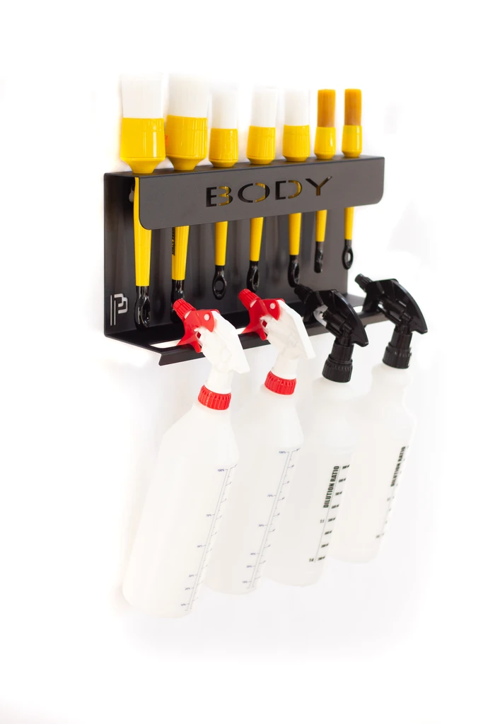 Poka Premium Brush and Bottle Holder 40cm Body. Work Stuff brush holder. High quality aluminium brush holder for workshop. Poka Premium Ireland Poka Premium Cork Ireland