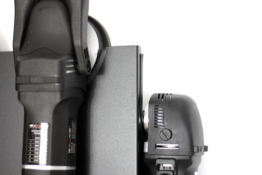 Poka Premium Triple Polishing Machine Holder Rectangular with Cable compartment. High quality aluminium polish machine holder for workshop. Poka Premium Ireland Poka Premium Cork Ireland