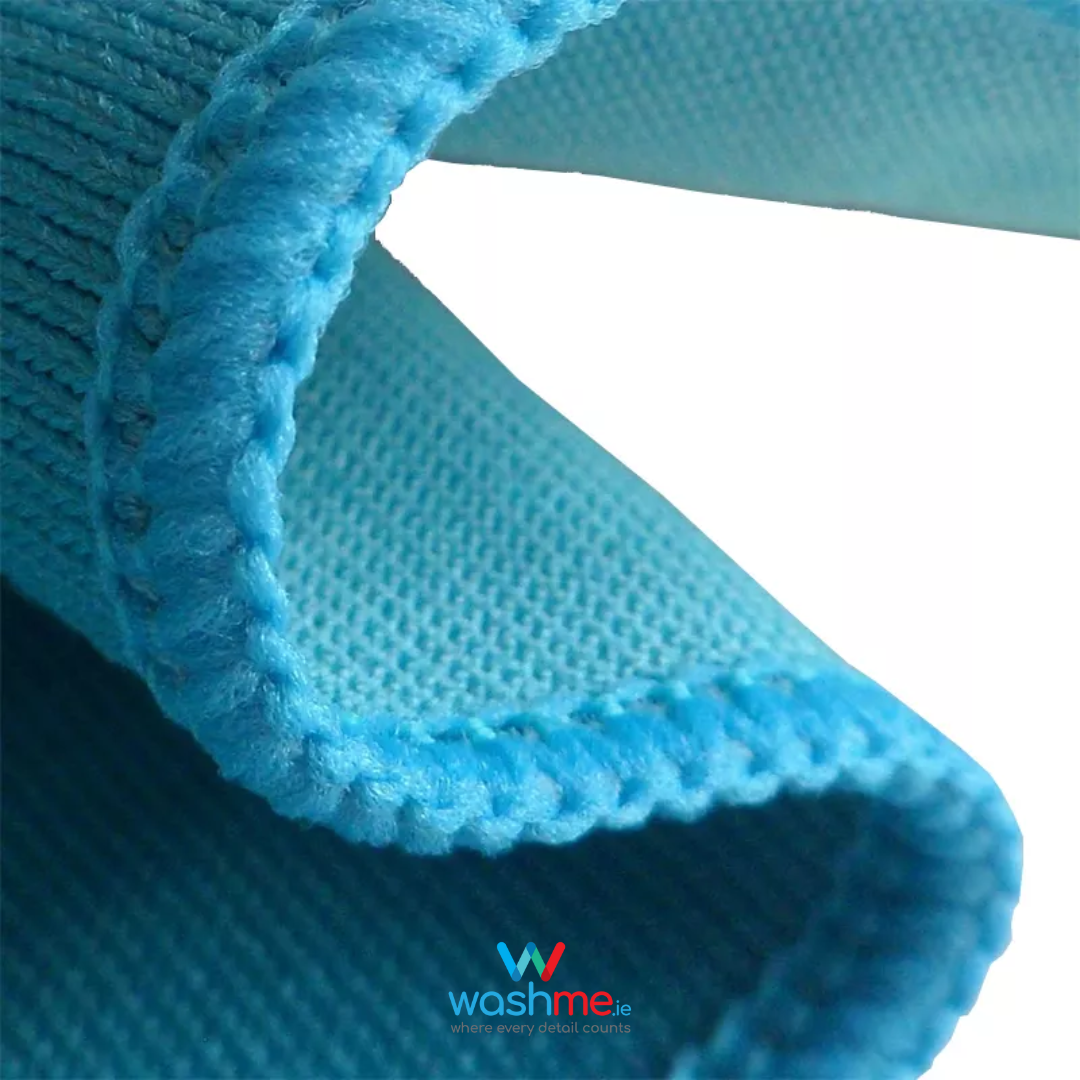 Glass Microfibre cloth. Lint Free. Smear Free. Best Glass Cleaning. Blue microfibre cloth. Irish Made, Irish Sourced. shop Local