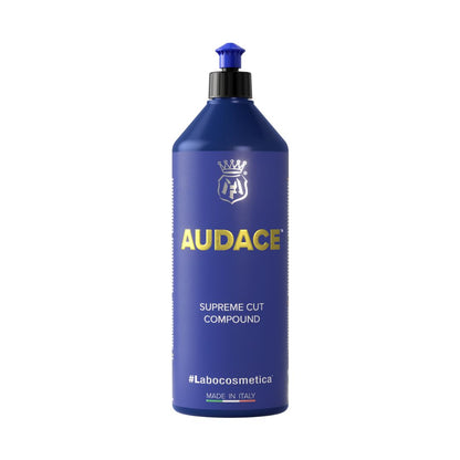 Blue bottle of Labocosmetica Audace Supreme Cut Compound on a white background. Labocosmetica Ireland