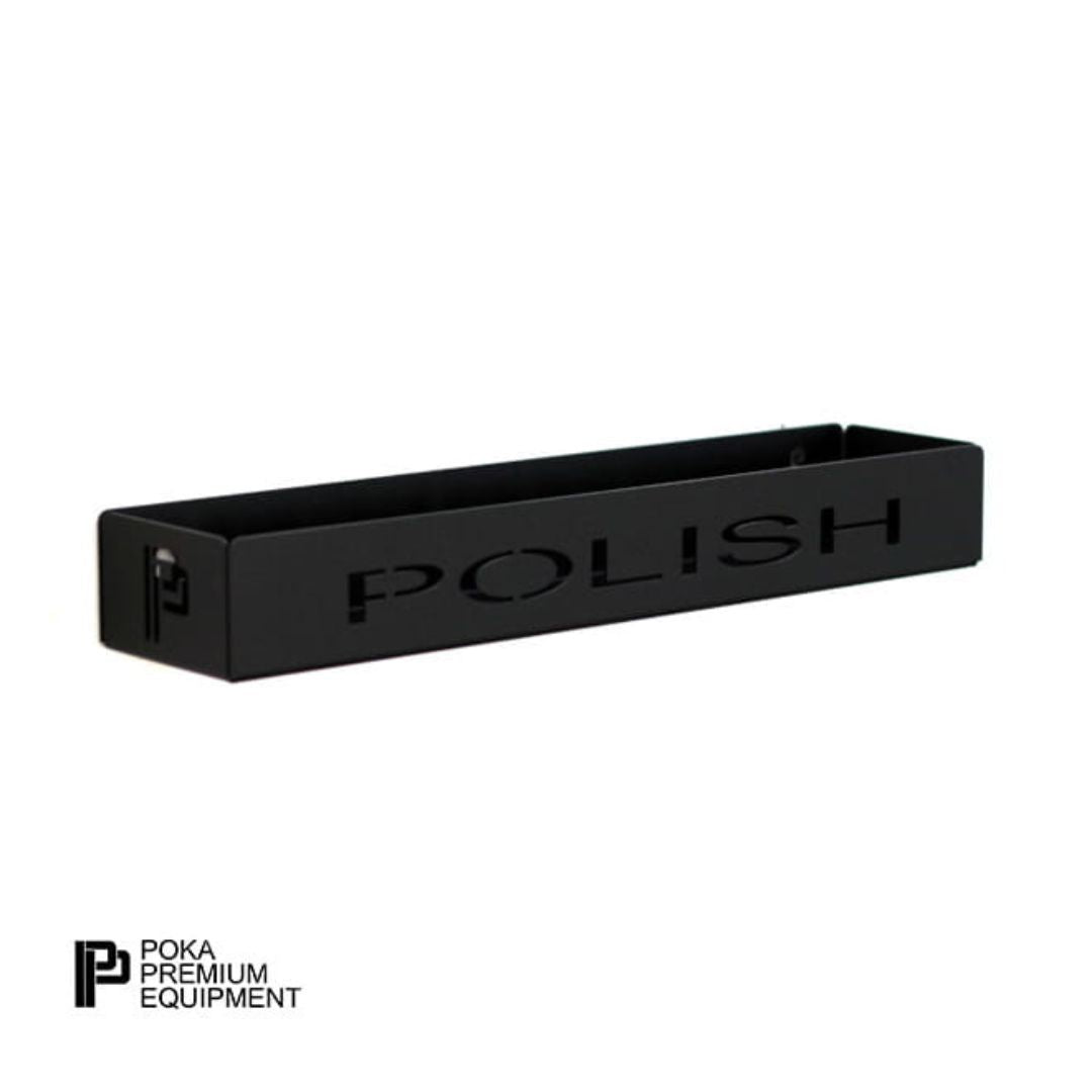 Black tray with 'POLISH' engraving on a white background, featuring Poka Premium Equipment logo.