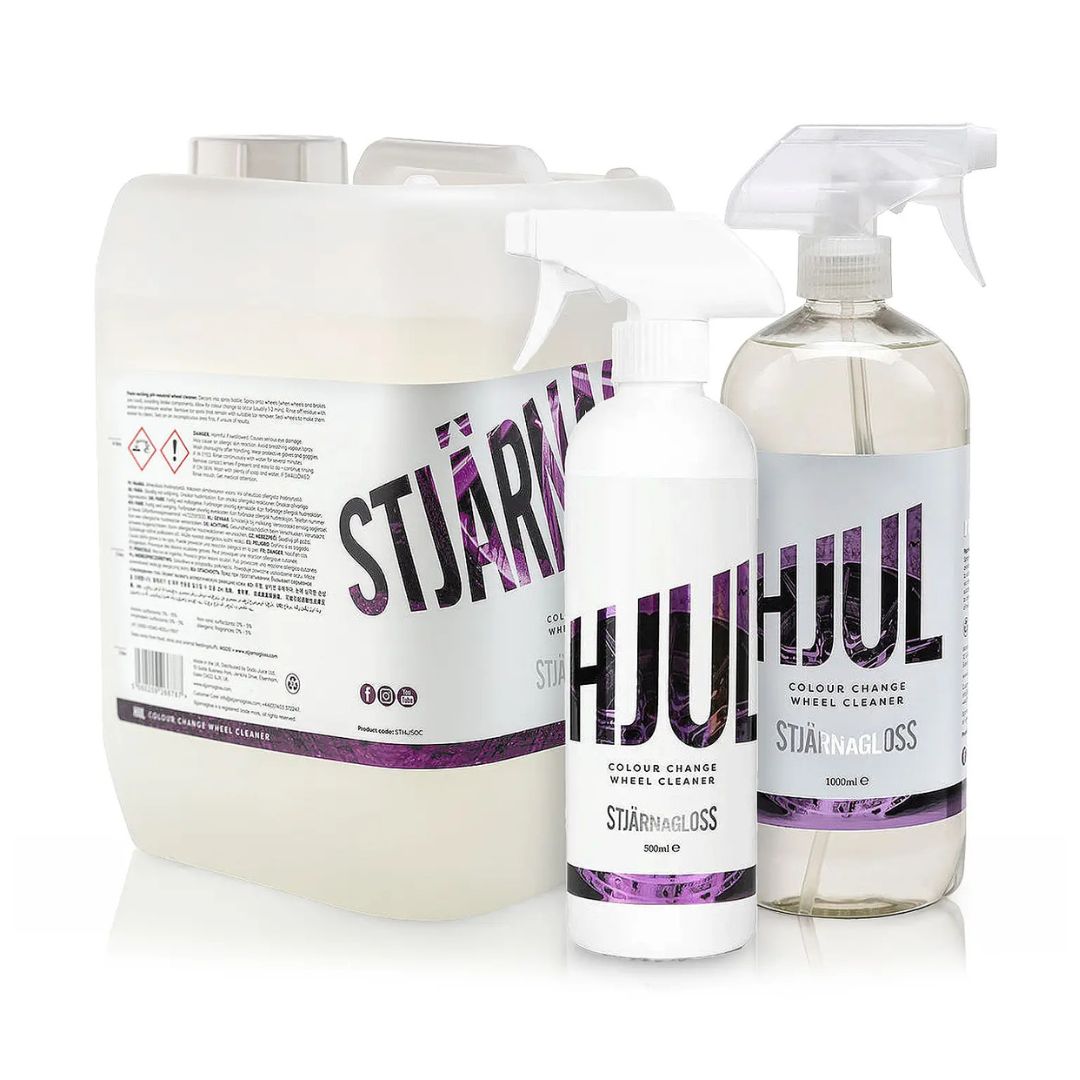 Stjarnagloss Hjul colour changing wheel cleaner and fallout remover in 500ml, 1L and 5L bottle. Stjarnagloss Ireland