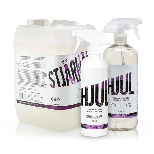 Stjarnagloss Hjul colour changing wheel cleaner and fallout remover in 500ml, 1L and 5L bottle. Stjarnagloss Ireland