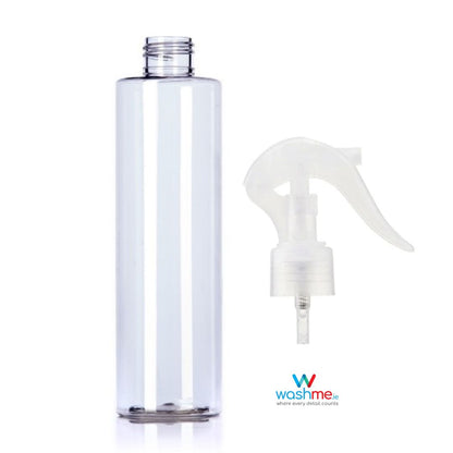 250ml bottle with mini sprayer. high quality bottle see through. stylish bottle for interior cleaner, glass cleaner or quick detailer. washme bottle.
