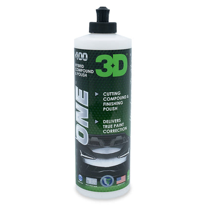 3D One is the best known 3D compound out there. Raving feedback from professionals and enthusiast makes this one step compound a great solution for removing lighter scratches and give the car a nice gloss. 3D Ireland