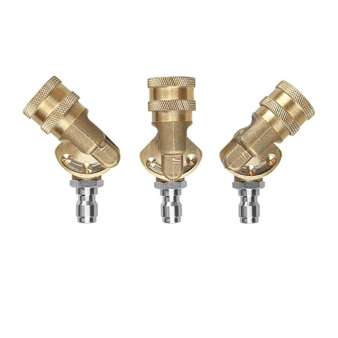 Brass Pivoting Coupler|Adaptor for High Pressure Washer Tips 1/4 Inch Quick Disconnect 180 Degree 5 Adjustable Angles for Clean Tool