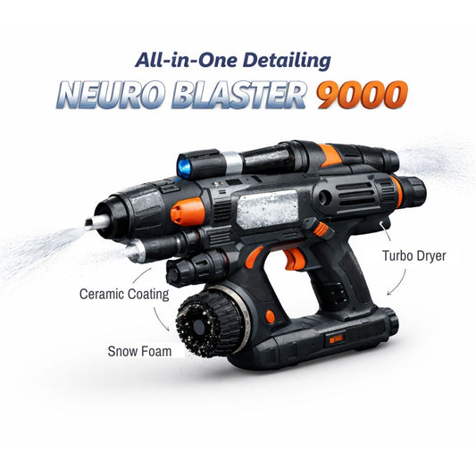 Neuro Blaster 9000 detailing tool with features highlighted on a white background