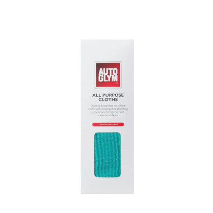 Autoglym all-purpose cloths packaging with a teal cloth on a white background