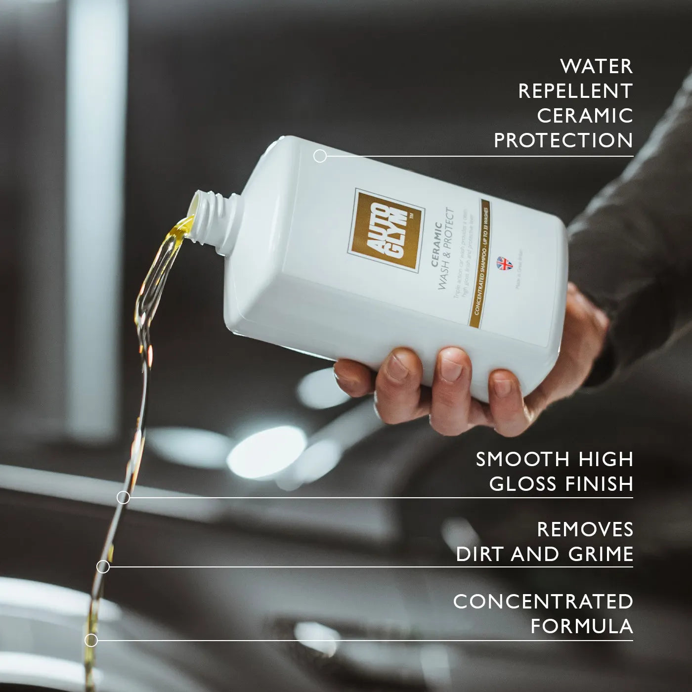 Autoglym Ceramic Shampoo 1L. Autoglym Ireland. A shampoo with triple action benefits. Our Ceramic Wash & Protect delivers a deep clean, and leaves a hydrophobic protective layer, along with a smooth high gloss finish.