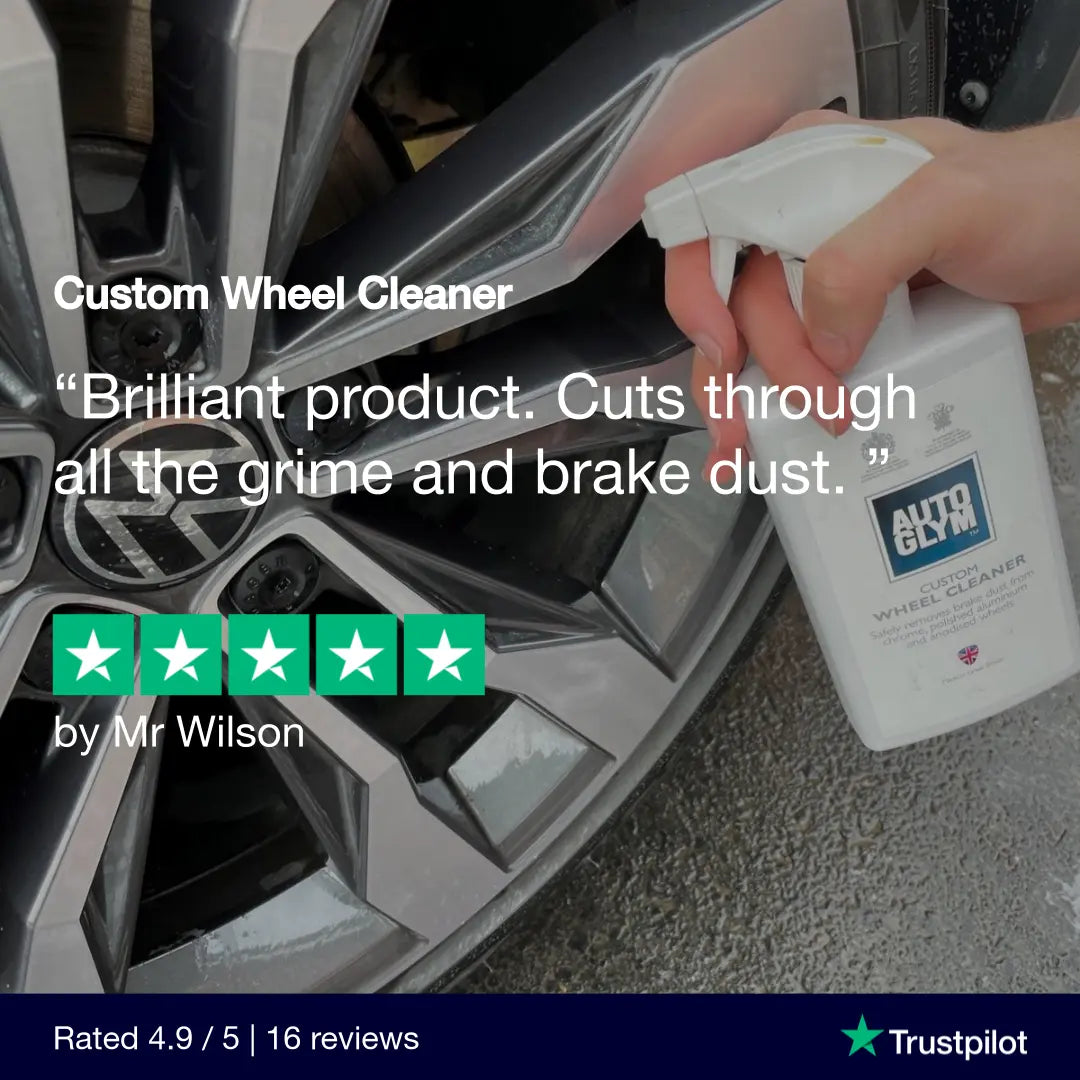 Custom Wheel Cleaner is safe to use on all wheel types including diamond cut, lacquered carbon fibre, steel, split rims, chrome, painted, anodised and plastic. Autoglym Ireland