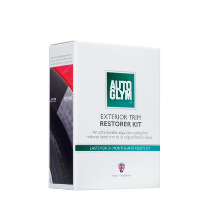 Autoglym exterior trim restorer kit packaging on a white background
