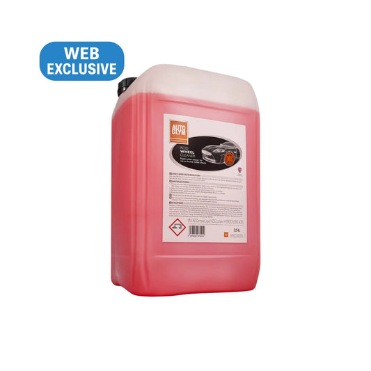 Pink Autoglym Acid Wheel Cleaner product container with a label on a white background