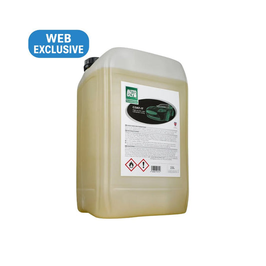 Large container of Autoglym Professional Coat-It 25L product with a label on a white background