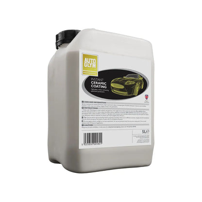 A 5-litre white plastic jerry can of Autoglym Instant Ceramic Coating with a black cap, shown on a plain white background.