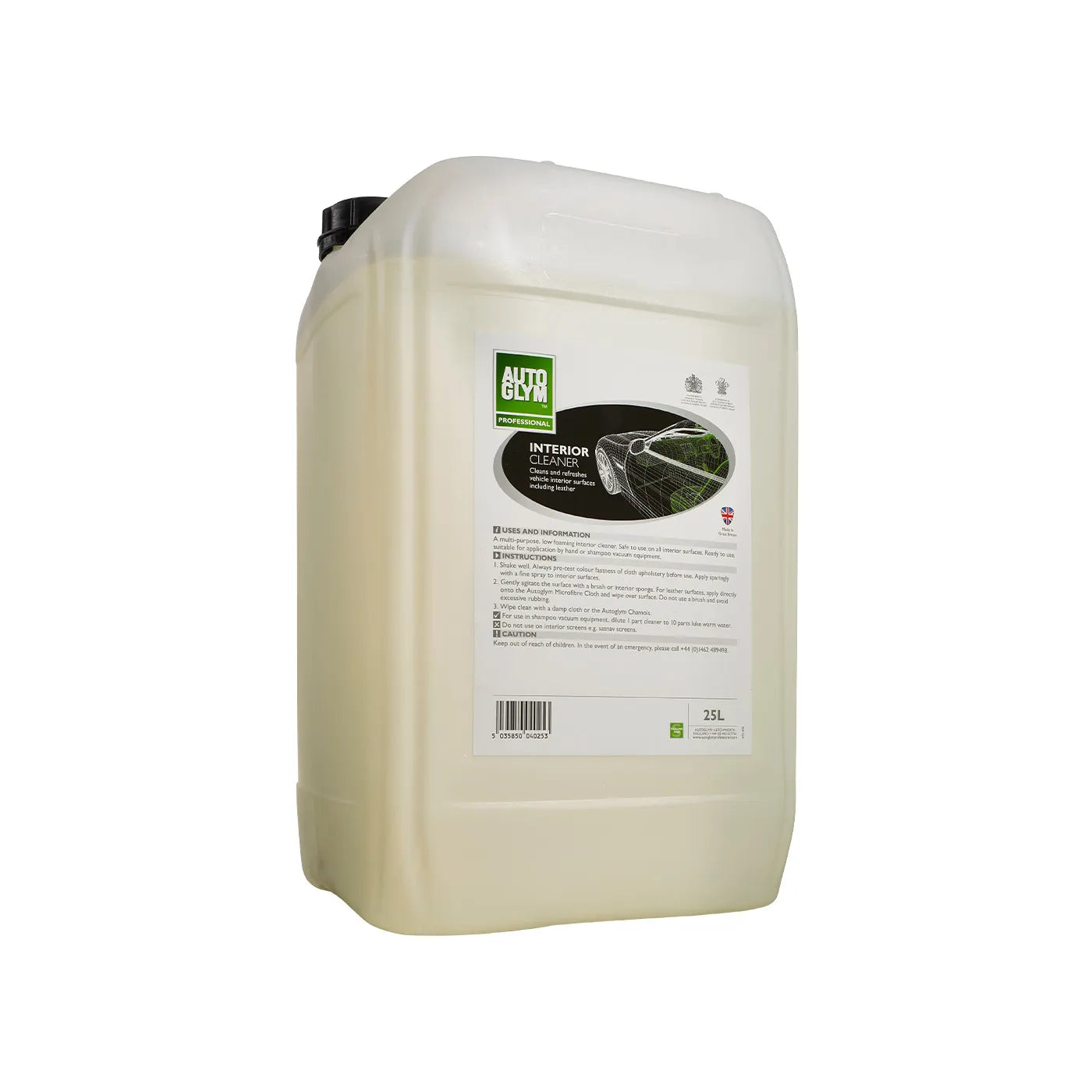 Autoglym Interior Cleaner 25L for trade. Clean seats and carpets with wet vac and extractor. safe for leather and interiors. best carpet cleaner. Autoglym Cork Ireland