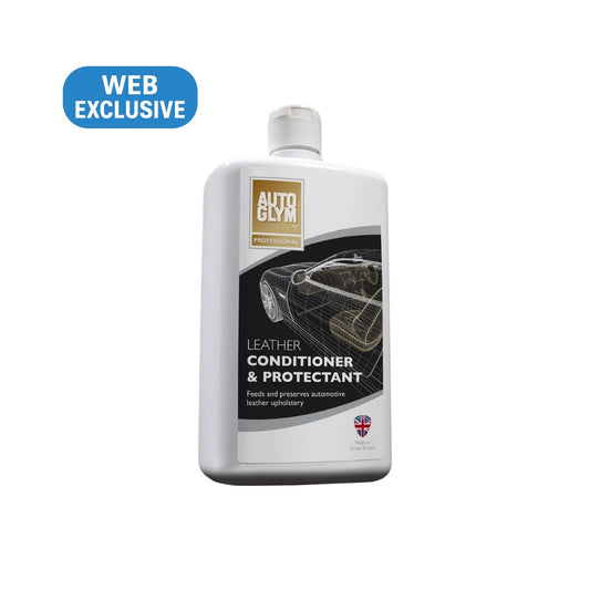 Autoglym leather conditioner and protectant bottle on a white background