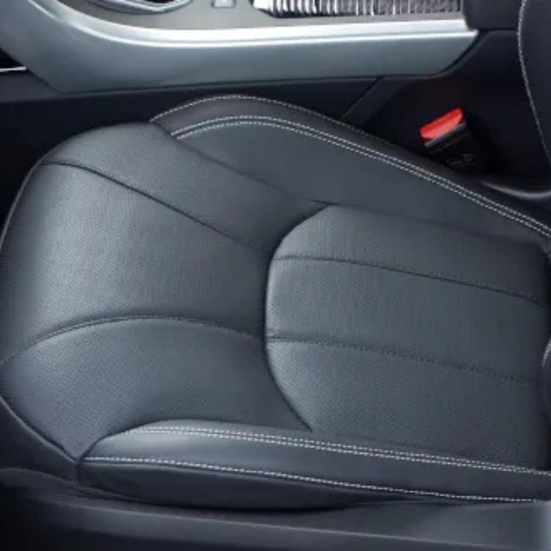 Close-up of a car seat with visible stitching details
