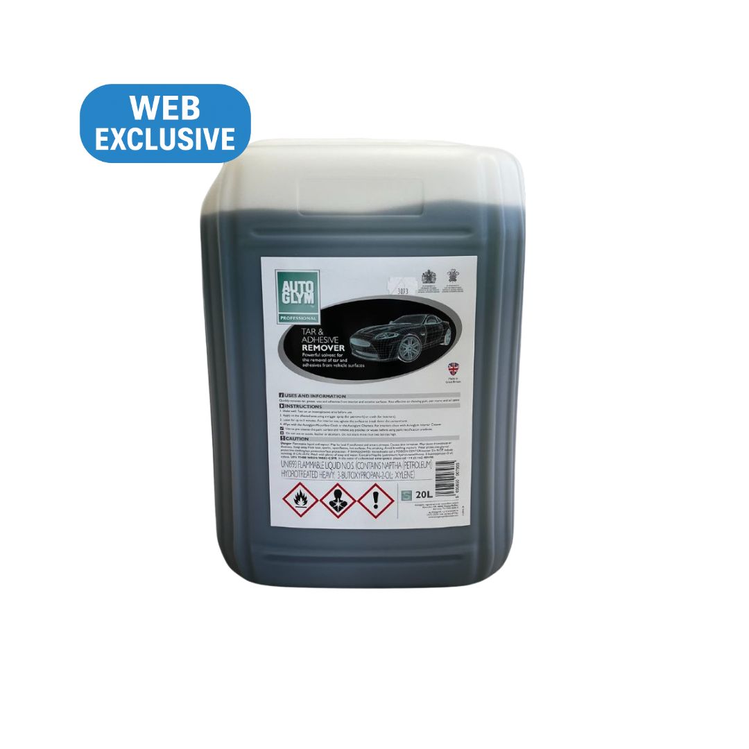Container of Autoglym Tar Remover car care product with a label on a white background