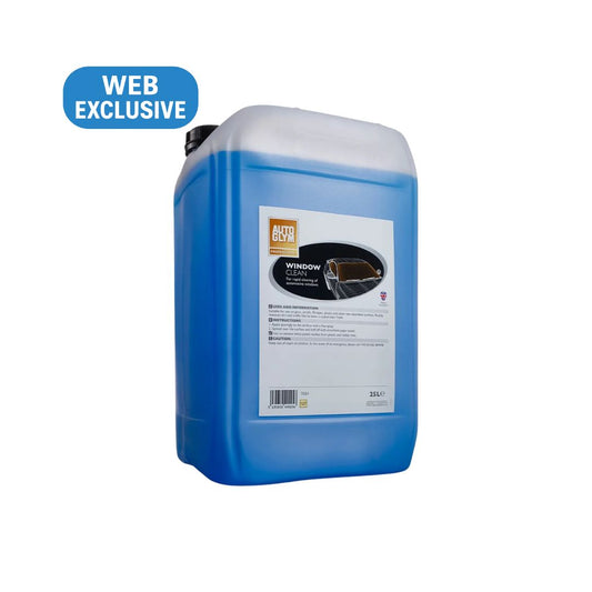 Blue Autoglym container Window Clean Glass Cleaner with a label on a white background, featuring 'Autoglym' brand.