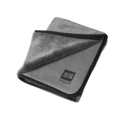 Folded gray Autoglym Drying towel with black border and Autoglym logo on a white background