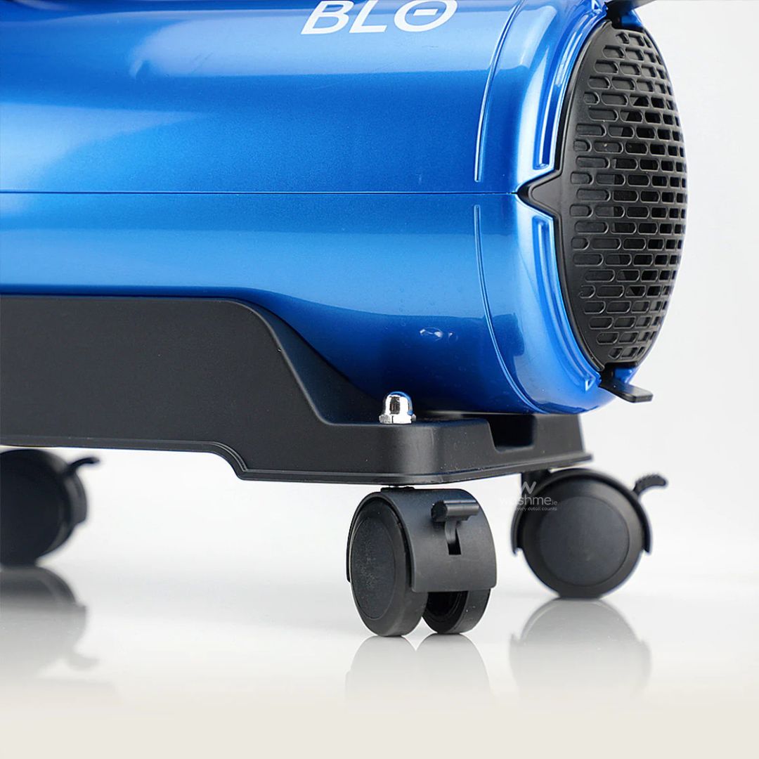 Blue and black scooter with 'BLO' branding on a white background
